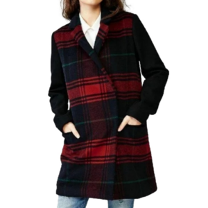 Pea coat Wool blend Buffalo Plaid Collared Navy Red Green colors GAP